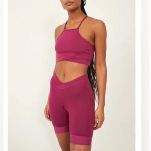 NWT Free People Movement In the Saddle Bike Shorts- Aubergine